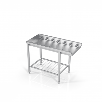 Table to Dishwasher With Short Rolls and Grid Shelf